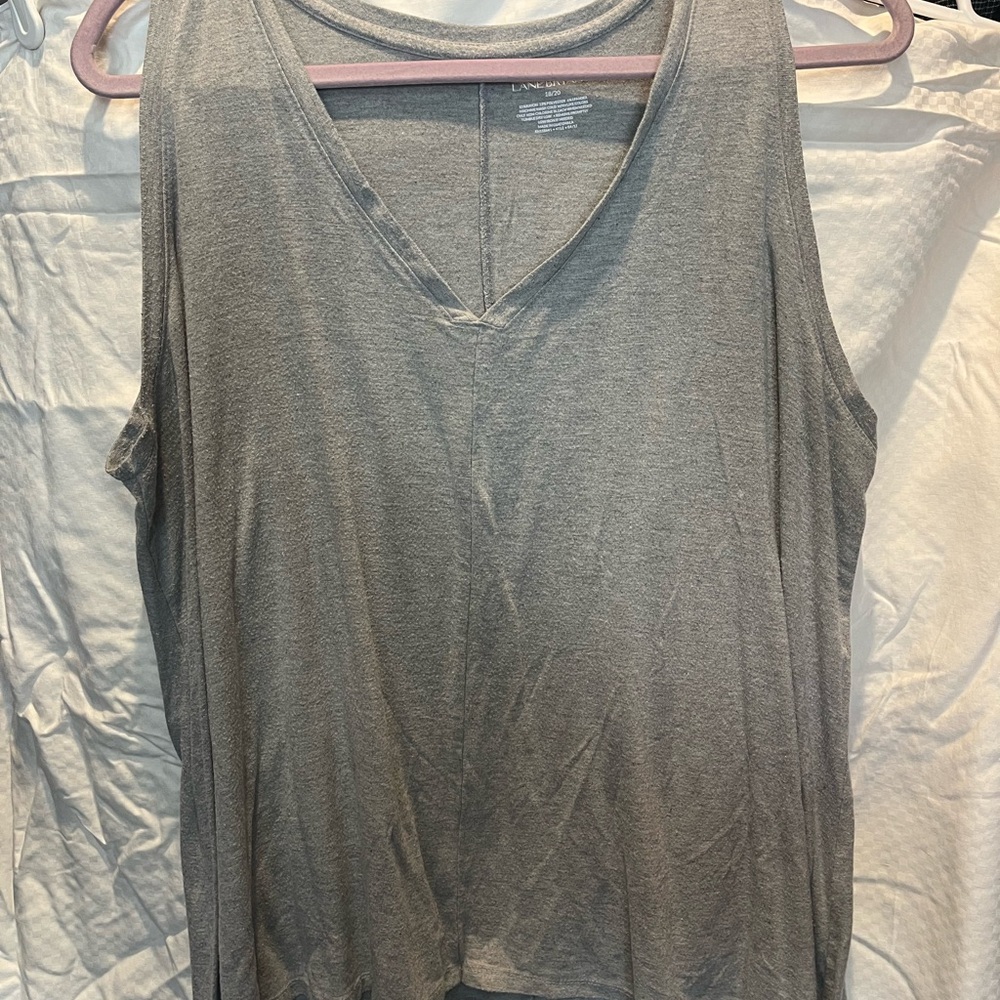 Lane Bryant Gray V-Neck Sleeveless Tank